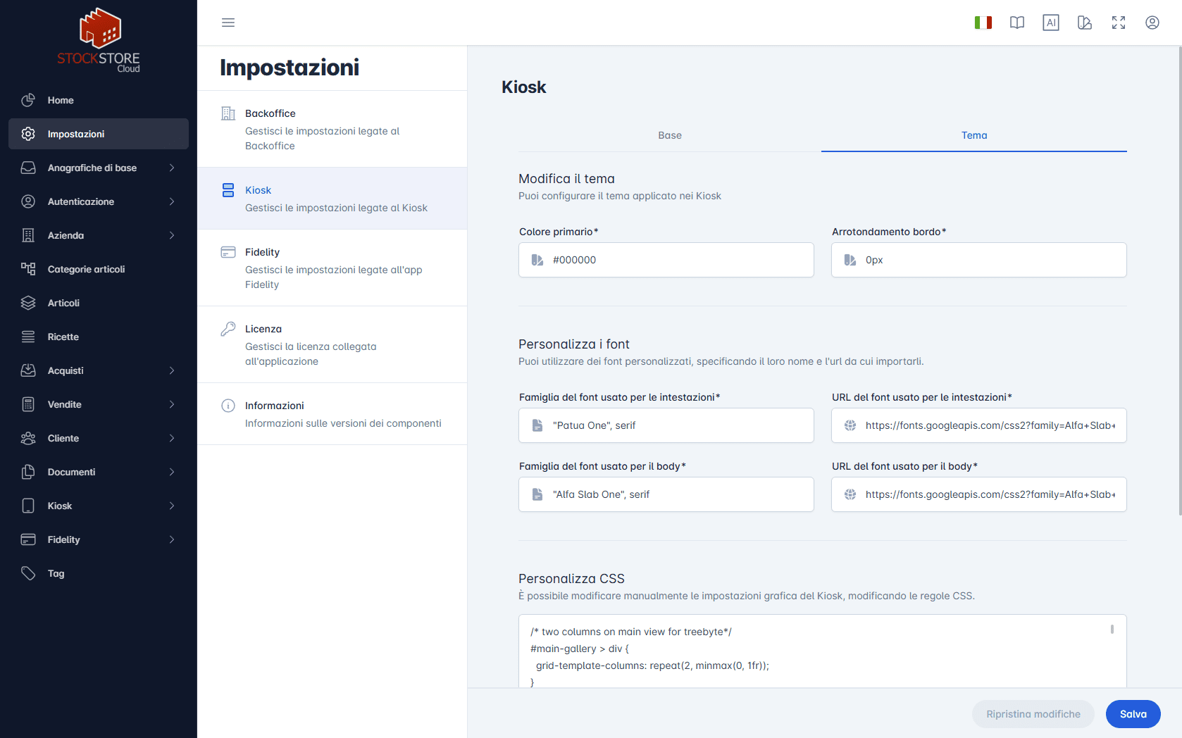 Personalizzazione kiosk